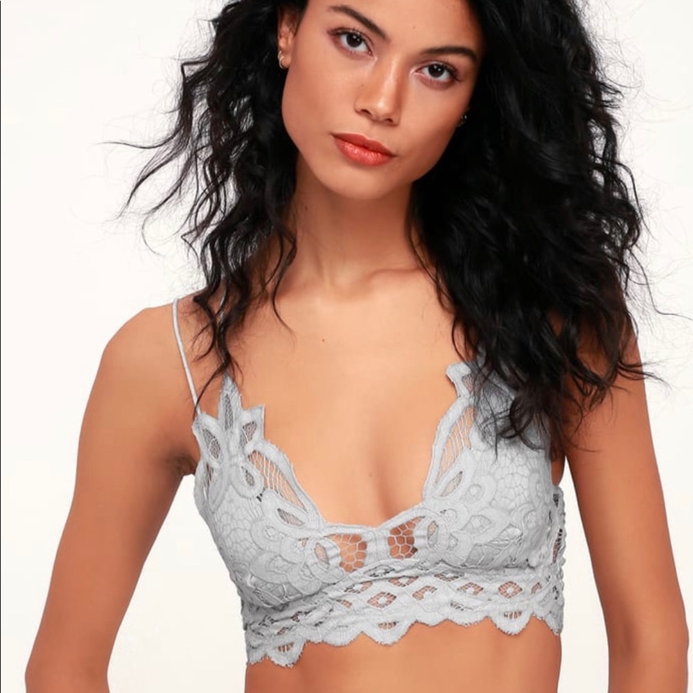 Adella Light Grey Lace Bralette S Free People